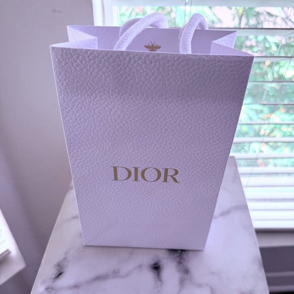 Authentic Dior White Pebbled Paper Gift Bag | Medium Size with Corded Handles - Picture 2 of 5